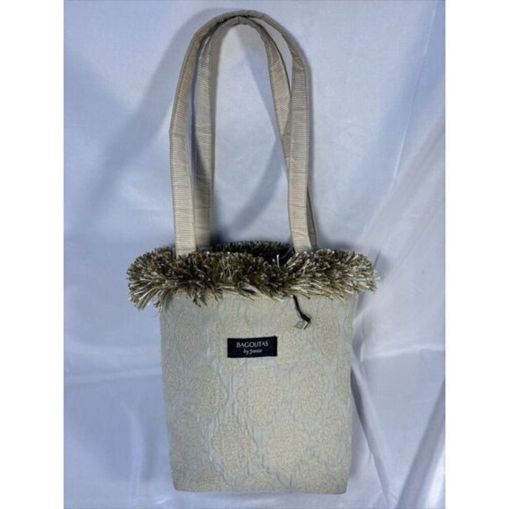 Bagolitas By Janice Purse With Fringe Baby‎ Blue/beige Geometric Print